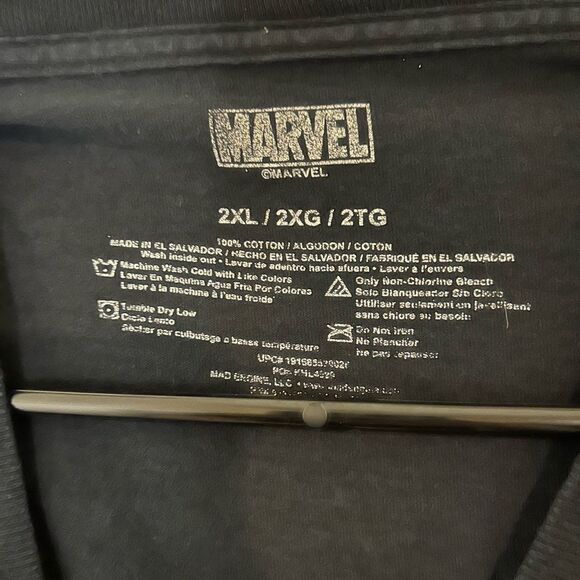 Marvel T Shirt Mens XXL Short Sleeve Black Blue Paint Splatter Print - Picture 3 of 5